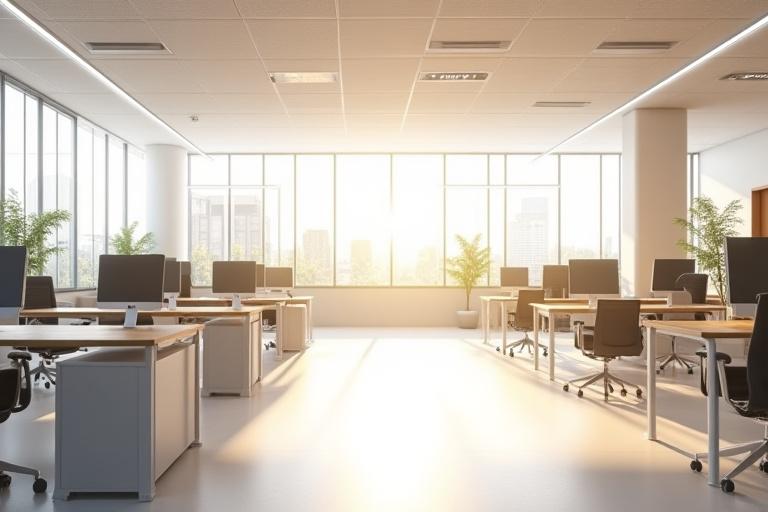 Innenansicht eines modernen Grossraumbüros